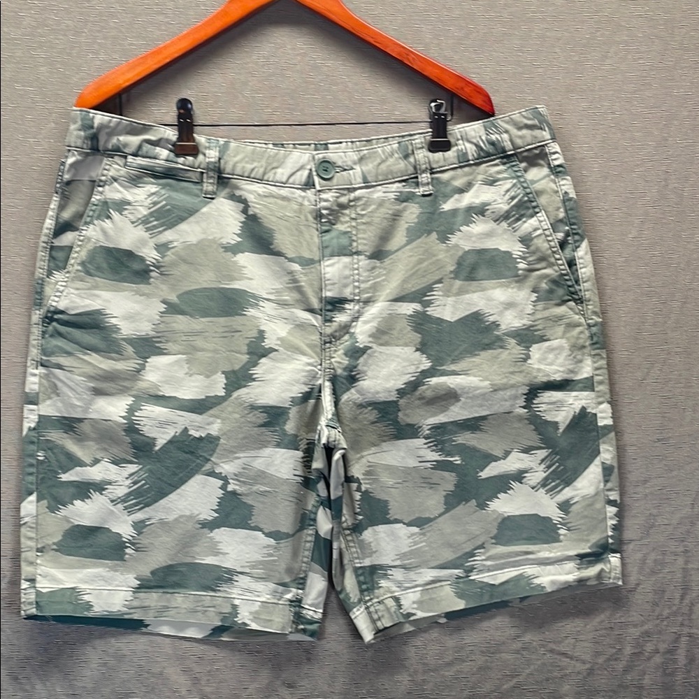 Armani Exchange Green‎ and White Flat Front Shorts